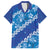 Vintage Blue Polynesia Family Matching Puletasi and Hawaiian Shirt Plumeria With Hibiscus Tropical Vibes