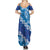 Vintage Blue Polynesia Family Matching Summer Maxi Dress and Hawaiian Shirt Plumeria With Hibiscus Tropical Vibes