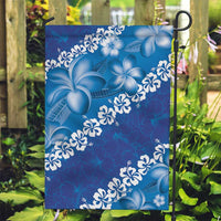 Vintage Blue Polynesia Garden Flag Plumeria With Hibiscus Tropical Vibes LT14 Garden Flag Blue - Polynesian Pride