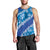 Vintage Blue Polynesia Men Tank Top Plumeria With Hibiscus Tropical Vibes