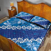Vintage Blue Polynesia Quilt Bed Set Plumeria With Hibiscus Tropical Vibes LT14 - Polynesian Pride
