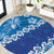 Vintage Blue Polynesia Round Carpet Plumeria With Hibiscus Tropical Vibes