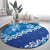 Vintage Blue Polynesia Round Carpet Plumeria With Hibiscus Tropical Vibes