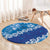 Vintage Blue Polynesia Round Carpet Plumeria With Hibiscus Tropical Vibes