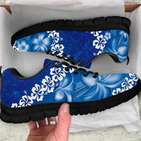 Vintage Blue Polynesia Sneakers Plumeria With Hibiscus Tropical Vibes LT14 Blue - Polynesian Pride