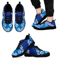 Vintage Blue Polynesia Sneakers Plumeria With Hibiscus Tropical Vibes LT14 - Polynesian Pride