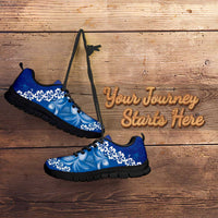 Vintage Blue Polynesia Sneakers Plumeria With Hibiscus Tropical Vibes LT14 - Polynesian Pride