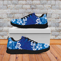 Vintage Blue Polynesia Sneakers Plumeria With Hibiscus Tropical Vibes LT14 - Polynesian Pride