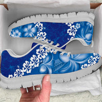 Vintage Blue Polynesia Sneakers Plumeria With Hibiscus Tropical Vibes LT14 Blue - Polynesian Pride