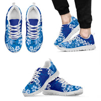 Vintage Blue Polynesia Sneakers Plumeria With Hibiscus Tropical Vibes LT14 - Polynesian Pride