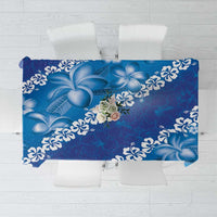 Vintage Blue Polynesia Tablecloth Plumeria With Hibiscus Tropical Vibes LT14 Blue - Polynesian Pride