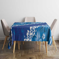 Vintage Blue Polynesia Tablecloth Plumeria With Hibiscus Tropical Vibes LT14 - Polynesian Pride