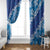 Vintage Blue Polynesia Window Curtain Plumeria With Hibiscus Tropical Vibes