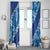 Vintage Blue Polynesia Window Curtain Plumeria With Hibiscus Tropical Vibes