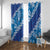 Vintage Blue Polynesia Window Curtain Plumeria With Hibiscus Tropical Vibes