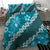 Vintage Dark Cyan Polynesia Bedding Set Plumeria With Hibiscus Tropical Vibes