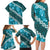 Vintage Dark Cyan Polynesia Family Matching Long Sleeve Bodycon Dress and Hawaiian Shirt Plumeria With Hibiscus Tropical Vibes