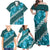 Vintage Dark Cyan Polynesia Family Matching Off Shoulder Maxi Dress and Hawaiian Shirt Plumeria With Hibiscus Tropical Vibes