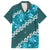 Vintage Dark Cyan Polynesia Family Matching Off Shoulder Short Dress and Hawaiian Shirt Plumeria With Hibiscus Tropical Vibes