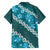 Vintage Dark Cyan Polynesia Family Matching Puletasi and Hawaiian Shirt Plumeria With Hibiscus Tropical Vibes