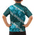 Vintage Dark Cyan Polynesia Family Matching Summer Maxi Dress and Hawaiian Shirt Plumeria With Hibiscus Tropical Vibes