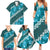 Vintage Dark Cyan Polynesia Family Matching Summer Maxi Dress and Hawaiian Shirt Plumeria With Hibiscus Tropical Vibes