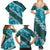 Vintage Dark Cyan Polynesia Family Matching Summer Maxi Dress and Hawaiian Shirt Plumeria With Hibiscus Tropical Vibes