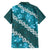 Vintage Dark Cyan Polynesia Family Matching Summer Maxi Dress and Hawaiian Shirt Plumeria With Hibiscus Tropical Vibes