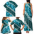 Vintage Dark Cyan Polynesia Family Matching Tank Maxi Dress and Hawaiian Shirt Plumeria With Hibiscus Tropical Vibes