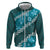 Vintage Dark Cyan Polynesia Hoodie Plumeria With Hibiscus Tropical Vibes