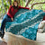 Vintage Dark Cyan Polynesia Quilt Plumeria With Hibiscus Tropical Vibes