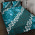 Vintage Dark Cyan Polynesia Quilt Bed Set Plumeria With Hibiscus Tropical Vibes