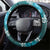 Vintage Dark Cyan Polynesia Steering Wheel Cover Plumeria With Hibiscus Tropical Vibes