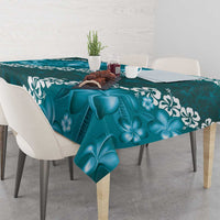 Vintage Dark Cyan Polynesia Tablecloth Plumeria With Hibiscus Tropical Vibes LT14 - Polynesian Pride
