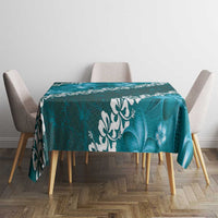 Vintage Dark Cyan Polynesia Tablecloth Plumeria With Hibiscus Tropical Vibes LT14 - Polynesian Pride