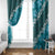 Vintage Dark Cyan Polynesia Window Curtain Plumeria With Hibiscus Tropical Vibes