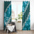 Vintage Dark Cyan Polynesia Window Curtain Plumeria With Hibiscus Tropical Vibes