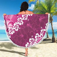 Vintage Pink Polynesia Beach Blanket Plumeria With Hibiscus Tropical Vibes LT14 - Polynesian Pride