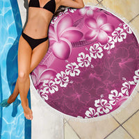 Vintage Pink Polynesia Beach Blanket Plumeria With Hibiscus Tropical Vibes LT14 - Polynesian Pride
