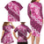 Vintage Pink Polynesia Family Matching Long Sleeve Bodycon Dress and Hawaiian Shirt Plumeria With Hibiscus Tropical Vibes