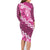 Vintage Pink Polynesia Family Matching Long Sleeve Bodycon Dress and Hawaiian Shirt Plumeria With Hibiscus Tropical Vibes