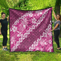 Vintage Pink Polynesia Quilt Plumeria With Hibiscus Tropical Vibes LT14 - Polynesian Pride