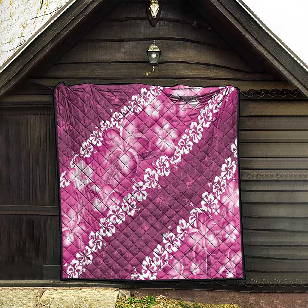 Vintage Pink Polynesia Quilt Plumeria With Hibiscus Tropical Vibes LT14 - Polynesian Pride