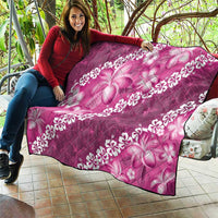 Vintage Pink Polynesia Quilt Plumeria With Hibiscus Tropical Vibes LT14 - Polynesian Pride