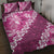 Vintage Pink Polynesia Quilt Bed Set Plumeria With Hibiscus Tropical Vibes