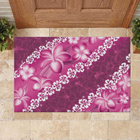 Vintage Pink Polynesia Rubber Doormat Plumeria With Hibiscus Tropical Vibes LT14 Pink - Polynesian Pride