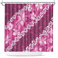 Vintage Pink Polynesia Shower Curtain Plumeria With Hibiscus Tropical Vibes LT14 Pink - Polynesian Pride