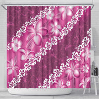 Vintage Pink Polynesia Shower Curtain Plumeria With Hibiscus Tropical Vibes LT14 - Polynesian Pride