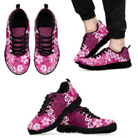 Vintage Pink Polynesia Sneakers Plumeria With Hibiscus Tropical Vibes LT14 - Polynesian Pride
