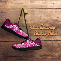 Vintage Pink Polynesia Sneakers Plumeria With Hibiscus Tropical Vibes LT14 - Polynesian Pride